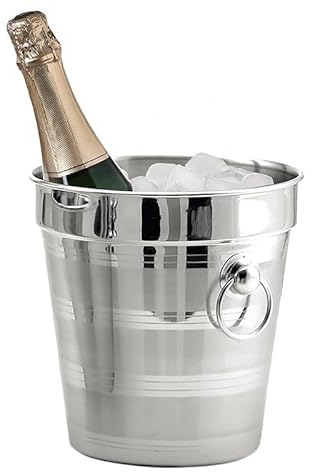 VIRSUS Secchiello Portaghiaccio in Acciaio 2067, capacità 4 Lt, Secchio in Metallo per Ghiaccio, 2 Maniglie, Secchiello per Bottiglie Vini Champagne per Feste ed Eventi