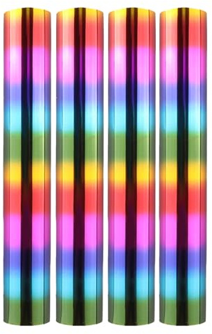 Briartw 4 rotoli di carta stagnola a caldo Glimmer per artigianato, pellicola multicolore arcobaleno attivata dal calore per sistema di laminazione a caldo/penna a caldo, rotolo di pellicola a