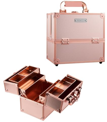 Kosmetikkoffer Schminkkoffer Leer Make up Koffer Nagelkoffer Beauty Case Friseurkoffer Beauty Koffer,Innenfutter Rosegold