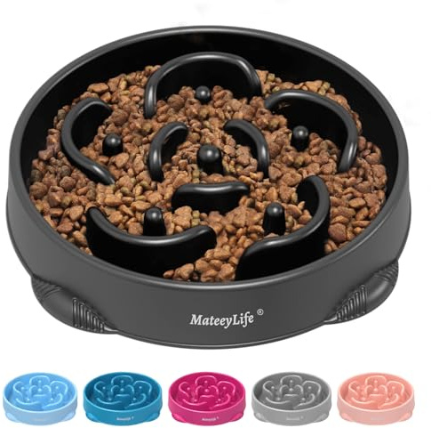 MateeyLife Gamelle Anti Glouton pour Chien - Bol Puzzle Gamelle Anti Glouton Chien Moyen Antidérapant Interactif pour Ralentir l'Alimentation(Noir, 26.5 cm)