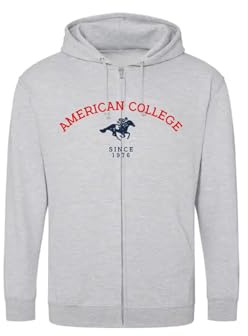 AMERICAN COLLEGE USA Tröja tröja med tryck varma kläder unisex barn pojkar och flickor casual modell ACSZW3 MELL grå 14 år, Färg: grå, 14 �r