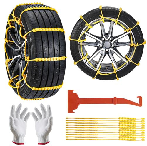 GOHHME Snow Chains for Cars Versatile for All Vehicle Types Unbeatable Traction Easy Installation Durability Strength Wheel Chain for Car Truck SUV Snow Tyre Chains 165mm-265mm (6.5-10.23”)