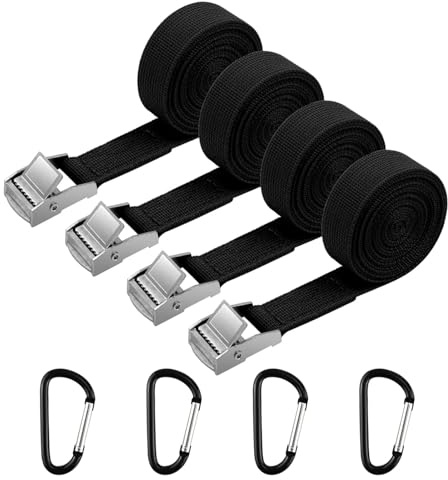 Tie Down Straps,2.5cm×2m Heavy Duty Tensioning Belts,Adjustable Tensioning Straps for Motorcycle, Cargo, Trucks, Trailer, Luggage (4)