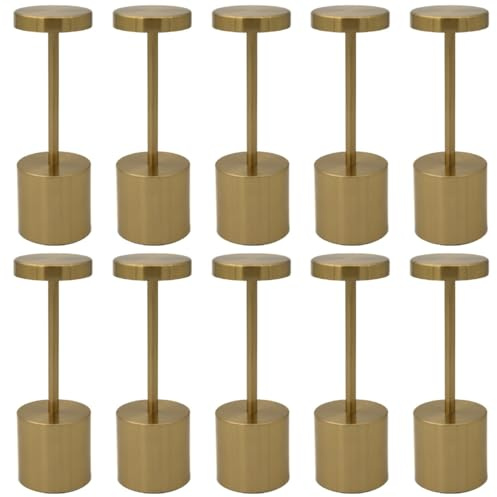 Luxus - Tischlampe Touch - Emilie - Gold - H21 x Ø8 - Terrassenlampe - Schreibtischlampe - LED - Wiederaufladbar - Dimmbar - Tischlampe für innen und außen