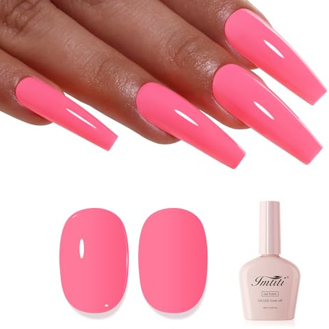 Imtiti Peach Gel Nail Polish, Peach Pink Nail Gel Polish High Gloss Soak Off UV LED Spring Summer Nail Art Manicure Salon DIY Design 10ml