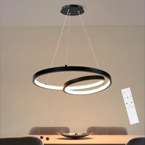 ZMH Pendelleuchte Esstisch Hängelampe LED: Schwarz Esszimmerlampe Hängend Küchenlampe Dimmbar Hängeleuchte Design Modern Esstischlampe mit Fernbedienung 40CM für Küche Wohnzimmer Schlafzimmer Büro