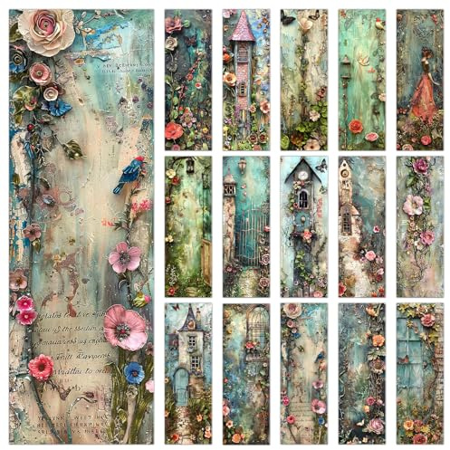 Cosmisun Vintage Flower Bookmarks Gifts - 60 Pcs Retro Floral Bookmark Paper Natural Wildflower Plant Book Mark Page Clips for Women Girls Book Lovers Students Teachers Bookish Reading Gifts