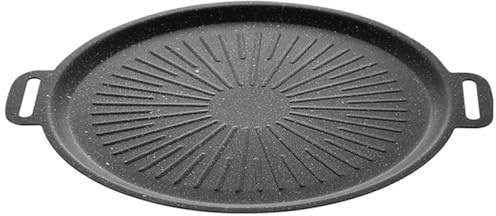 Baluue Parrilla para Barbacoa Coreana de 30 Cm, Sartén de Hierro Recubrimiento de Piedra para Cocinar Carne y Verduras, Bandeja Antiadherente para Camping y Uso Doméstico