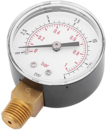 Xiuganpo Manometro, Misuratore Super Mini Quadrante 52mm 71g Manometro Leggero a Doppia Scala 0-15psi 0-1bar, Misuratore di Pressione con Filettatura BSPT per Aria Acqua Olio Combustibile Materiali