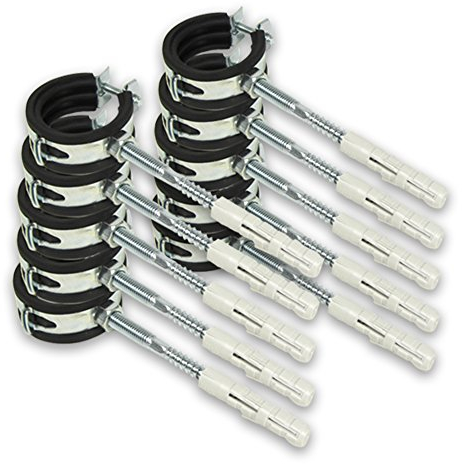 10 x Rohrschelle [20-23mm] + 10 x Dübel + 10 x Stockschraube