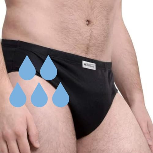 Slipss | Slip Uomo per Incontinenza con Inserto Cucito, Mutande Assorbenti Lavabili, Assorbenza Medium 350 ml, Taglia L, Nero