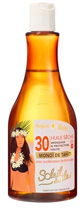 Soleil des Îles | Huile sèche - Bronzage & Protection Solaire SPF 30 - Parfum Tiaré