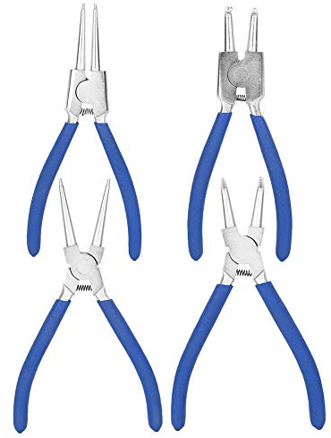 Set di 4 Pinze per Anelli Elastici, Pinze di Sicurezza Professionale 7, per Anelli Elastici Curvi Diritti Interni