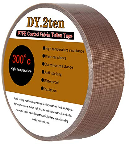 DY.2ten PTFE Coated Fiberglass Tape, 25mm x 10m, Brown, High Temperature Tape, Welding Sealing Tape, Drying Mechanical Conveyor Belt, Teflon Tape for Vacuum Sealer Machine