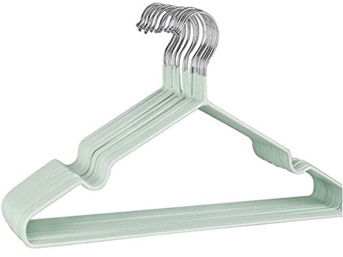 Premium Rubber Coated Metal Hangers - Heavy Duty - Space Saving Organiser Clothes Hangers For Wardrobes Coat Rack Rails Thin and Non-Slip Chrome