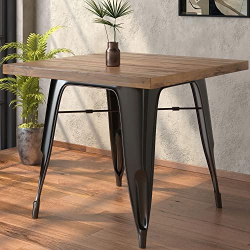 GGMMÖBEL California | Esstisch | 70 x 70 x 78 cm | Holz: Wenge | Metall: Schwarz Matt | Esszimmertisch | Küchentisch | Tisch | Indoor & Outdoor | Industrial Deko