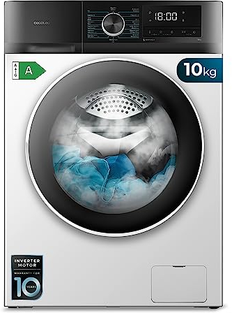 Cecotec Lavadora Bolero Dresscode 10500 Inverter A. Lavadora de 10 Kg blanca, 1400 rpm, Motor inverter plus, Vapor, Clase A.