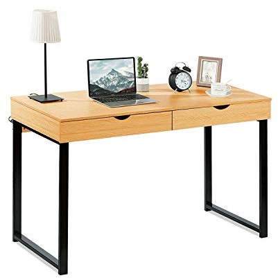 Computer Table Laptop Office Furniture Office Desks Study Table Simples Gaming Table Workstation with 2 Drawers Bureau Family Study Bedroom Home Furnishings