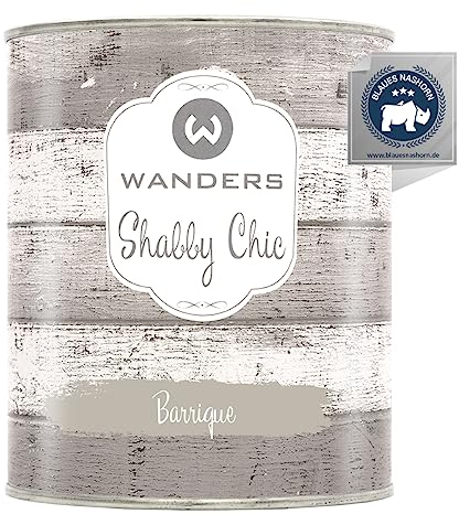 Wanders Shabby Chic - Pittura a gesso 750 ml - Barrice/Grigio chiaro - Vernice per mobili da cucina e mobili senza fiocchi Chalk Paint, per legno e molto altro ancora, ad asciugatura rapida