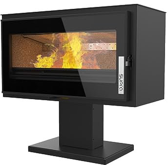 Supra Poêle à Bois Larry sur Pied Acier - Horizontal - étanche - bûcher - 8,5kW