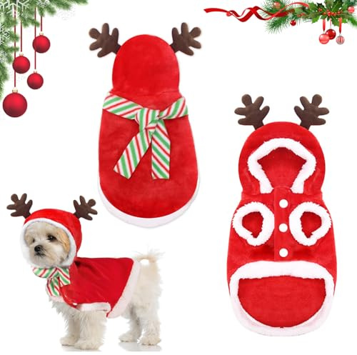 Hundjuldräkt, RosyFate älg kostym hund, hundkläder små hundar jul, med hundhalsduk jul, jul kattkostym, för katter små hundar