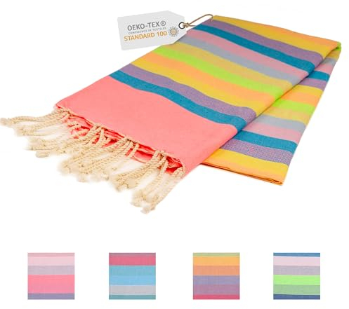 Sandrella Hamamtuch Sauna Damen & Herren groß 100x200 Baumwolle Strandtuch Decke Pestemal | pink