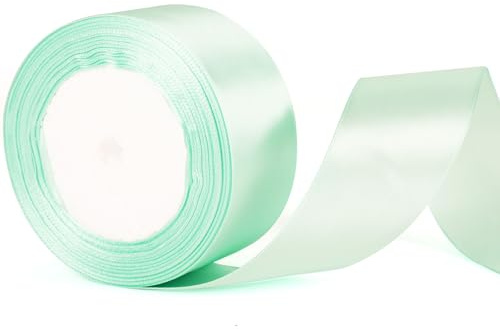 Cinta verde menta de 40 mm de ancho, cinta gruesa de satén azul verdoso para coche de boda, adecuada para embalaje de regalos, ramos de accesorios para el cabello, manualidades, pasteles