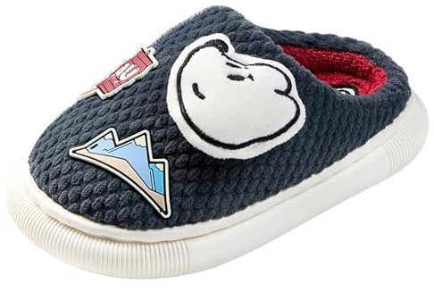 SMajong Zapatillas de Estar por Casa para Niñas Niños Antideslizante Pantuflas de Invierno Cómodas Felpa Slippers Caliente Zapatos Interior de Dibujos Animados Azul 27-28 EU
