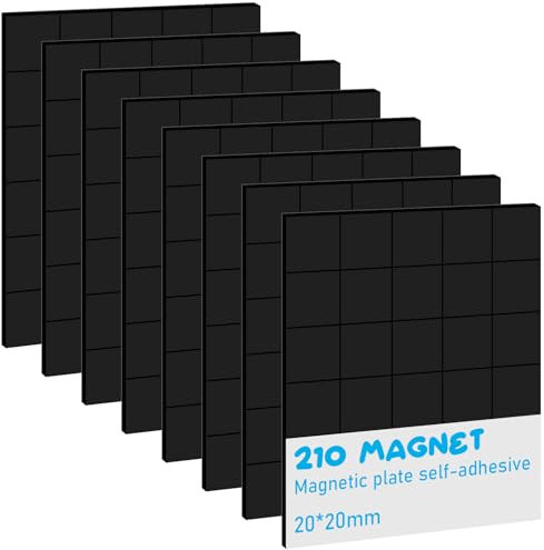 Förpackning med 240 självhäftande magnetiska plattor, 20 x 20 mm platta magneter, flexibla självhäftande magneter, magneter självhäftande stark, magnetisk film självhäftande för bilder, affischer,