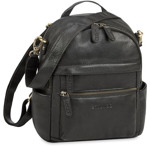 STILORD 'Regina' Leder Rucksack-Tasche 2-in-1 Damen - Rucksackhandtasche Kleine Damenhandtasche moderner Echtleder Damenrucksack - Taschen-Rucksack mit vielen Fächern, Farbe:schwarz