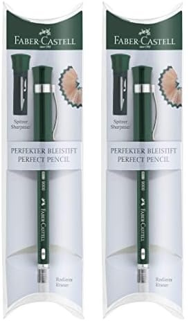 Faber-Castell 119037 - Perfekter Bleistift Castell 9000, Härtegrad B, Schaftfarbe: grün (Packung mit 2)