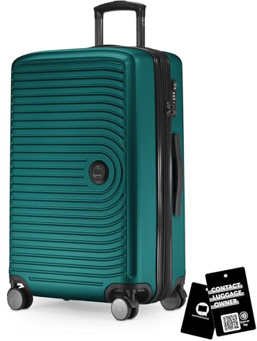 Hauptstadtkoffer Mitte - Valise soute Taille Moyenne 68 cm Extensible, Valise Rigide, Serrure TSA, 4 roulettes Doubles, Trolley de Voyage, 88 L + étiquette Bagage numérique, Turquoise