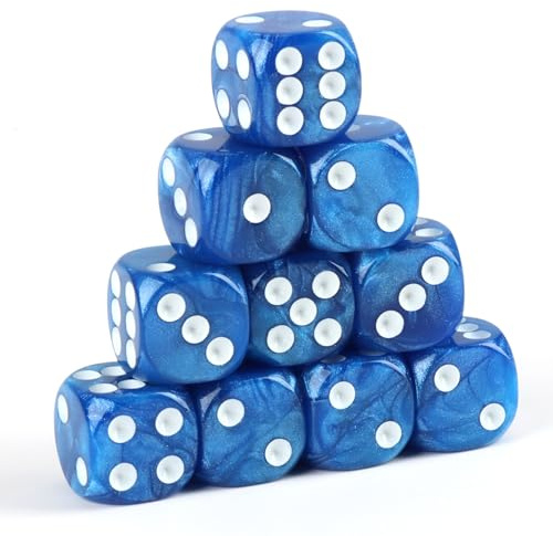 D6 Lot de 10 dés en polyèdre Bleu Noir 16 mm pour Dés DND RPG MTG Tabletop Jeu de Table,Jeux de société,Jeu multijoueur,Convient à Tous Les Types de Jeux de société