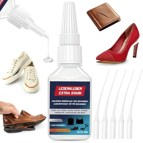 30g Colle pour chaussures professionnelles - avec tête anti-séchage, colle pour cuir transparente pour baskets, bottes, sandales