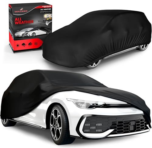 WALSER Telo Copriauto da Esterno All Weather - Telone Auto 100% Impermeabile e Resistente alle Intemperie, Protezione UV, Neve e Gelo, Misura 2, Nero