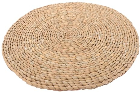 LOORGVEL Cuscino Rotondo per Meditazione in Foglia di Giunco Lavorazione Fine, Stile Classico e Naturale, per Attività di Yoga e Seduta Confortevole