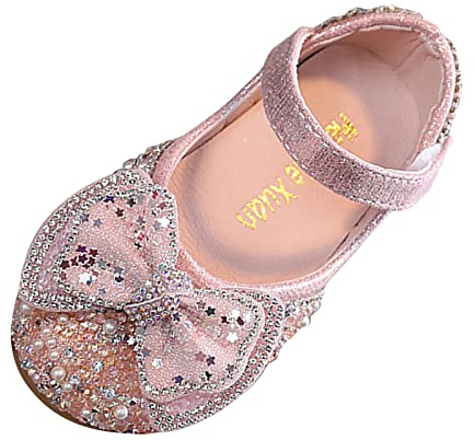 Generisch Sandalias de moda para niñas para primavera verano ocasiones festivas espectáculo de baile princesa elegante perlas diamantes de imitación adorno tacón bajo bloque ajuste cómodo, Rosa., 32