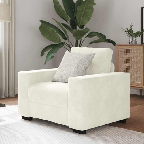 Teenpull Fåtölj grädde 60 cm sammet, mysig relaxsoffa för vardagsrum, sovrum, robust ram, 110 kg lastkapacitet, modern design