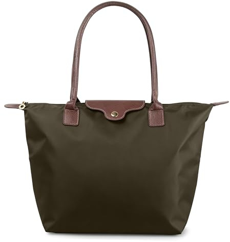 ZhengYue Nylon Tote Bags for Women with Zip Large Foldable Womens Handbags | Waterproof Foldable Women's Top Handle Shoulder Bag,Ladies Top-handle Bags for Work,Travel,School,Shopping,Beach