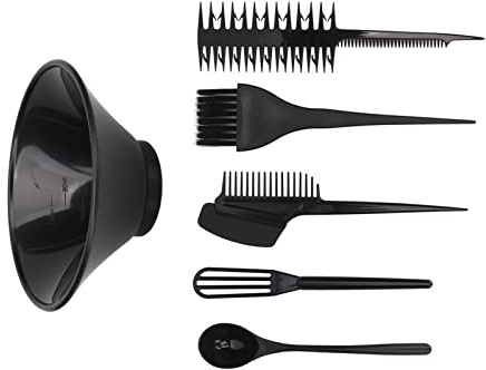 Kikumi Set di Spazzole per Tintura per Capelli in Nylon Morbido 6 Pezzi, Spazzola in Nylon Elastico Morbido Multifunzionale Professionale, Set di Spazzole per Tintura per Capelli Neri