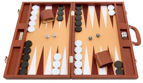Silverman & Co. 19-inch Premium Backgammon Set - Desert Brown Board