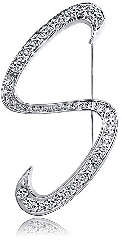 Letter Brooch Pins Initial Rhinestone Brooch for Women Crafts Silvery S