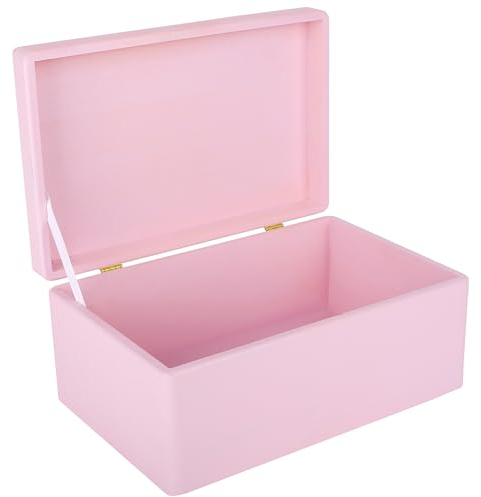 Creative Deco Rosa Große Holzkiste mit Deckel | 30 x 20 x 14 cm (+/-1cm) | Kiste Holzbox Erinnerungsbox Baby Aufbewahrungsbox Spielzeugkiste Kasten | Für Hochzeit, Geburtstag