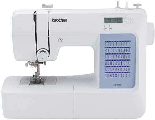 Brother CS5055 - Máquina de coser computarizada, 60 puntadas integradas, visualización LCD, 7 pies incluidos, color blanco