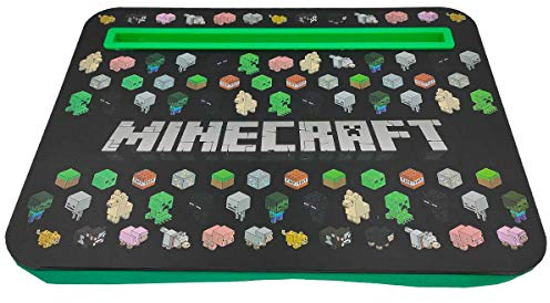 Xpressions Minecraft Tragbares Knietablett mit Kissen, passend für Laptops bis zu 15,6 Zoll (39,6 cm) mit Tablet- und Handyschlitz, Knietablett für Bett, Couch und Teppich, offizielles Lizenzprodukt