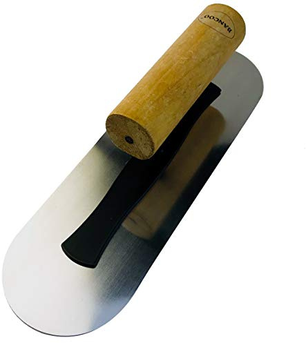BANCOO Double Round Head Stainless Steel Trowel - Super Elastic Ultra-Thin Blade - Curved & Flat Surface Smoothing, Finishing & Skimming Tool for Plaster & Concrete(D2140W)