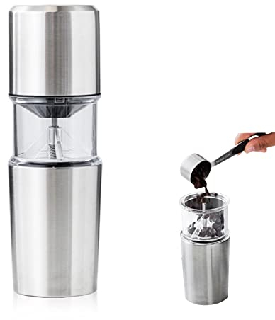 YAMIA1115 Máquina de Café Portátil Automática Taza de Acero Inoxidable Hacer Café Molinillo Eléctrico Integrado de Preparación USB Adecuado para Conducir y Viajar en la Oficina