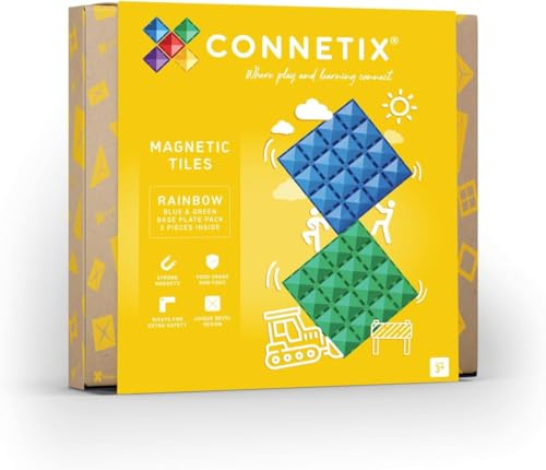 CONNETIX Magnetbausteine Regenbogen Blau und Grün Grundplatten-Pack, 2 Stück