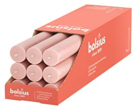 Bolsius Candele a pilastro affusolate – Rosa chiaro – Confezione da 9 – durata di 13 ore – Decorazione d'interni – Non profumate – Cera vegana naturale – 27 x 2,3 cm
