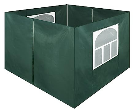 CLIPOP Paneles laterales para cenador, 4 paneles laterales de repuesto para toldo de 2 x 2 m, cortinas resistentes al agua con 2 ventanas y 2 cremalleras